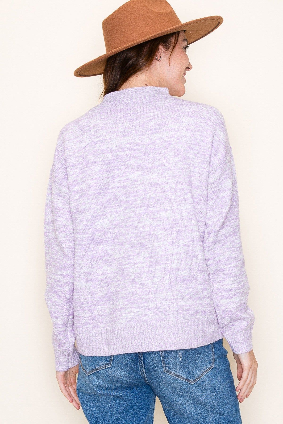 Lavender Space Dyed Mock Neck Pullover Sweater sold by Pinkblush product image thumbnail 2