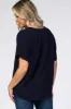 Navy Short Sleeve Maternity Blouse sold by Pinkblush