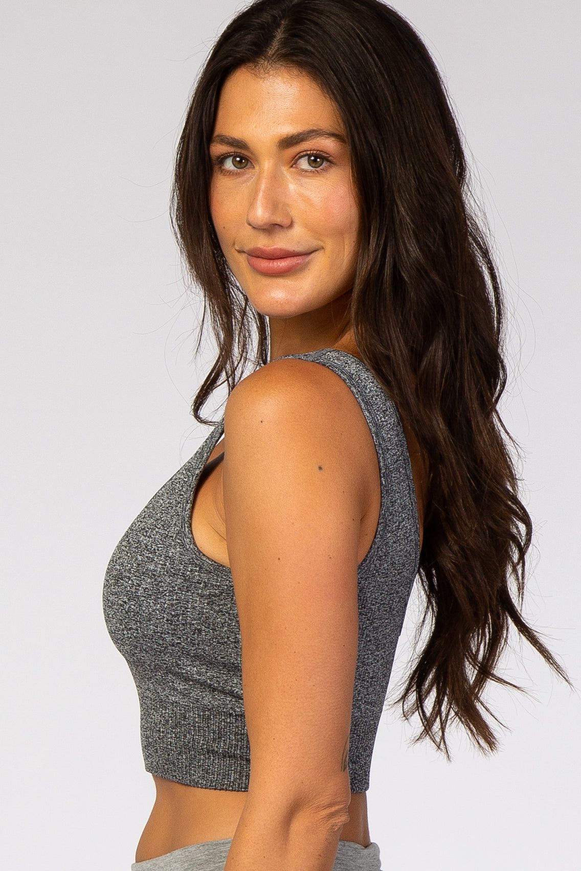 Heather Grey Ribbed Sports Bra sold by Pinkblush product image thumbnail 2