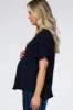 Navy Short Sleeve Maternity Blouse sold by Pinkblush
