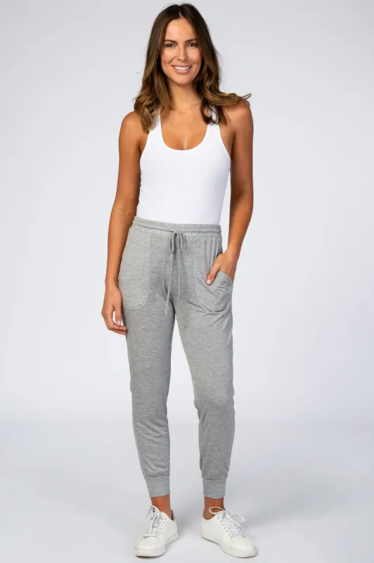 Heather Grey Knit Drawstring Pants sold by Pinkblush
