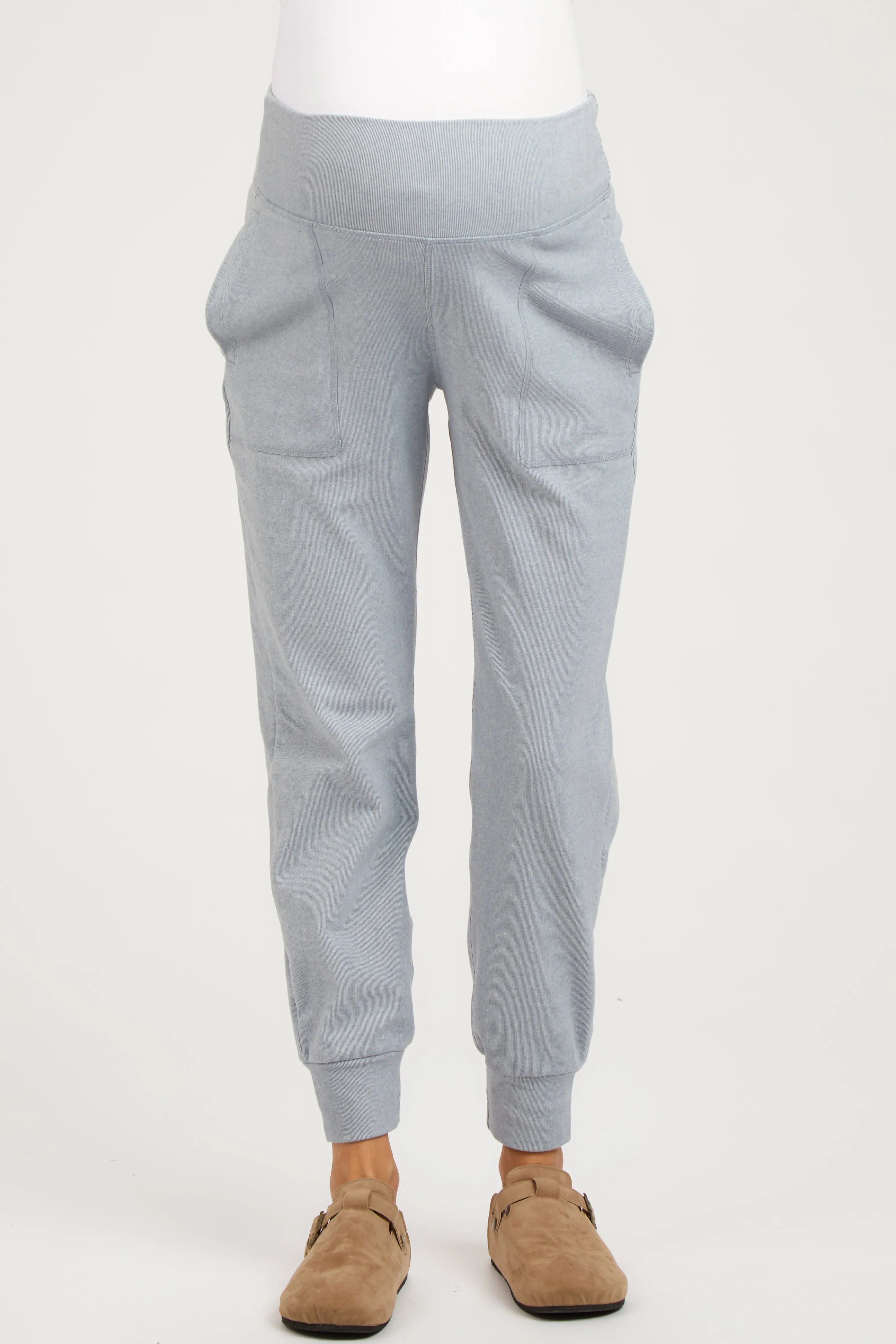Light Blue Soft Knit Maternity Joggers sold by Pinkblush product image thumbnail 2