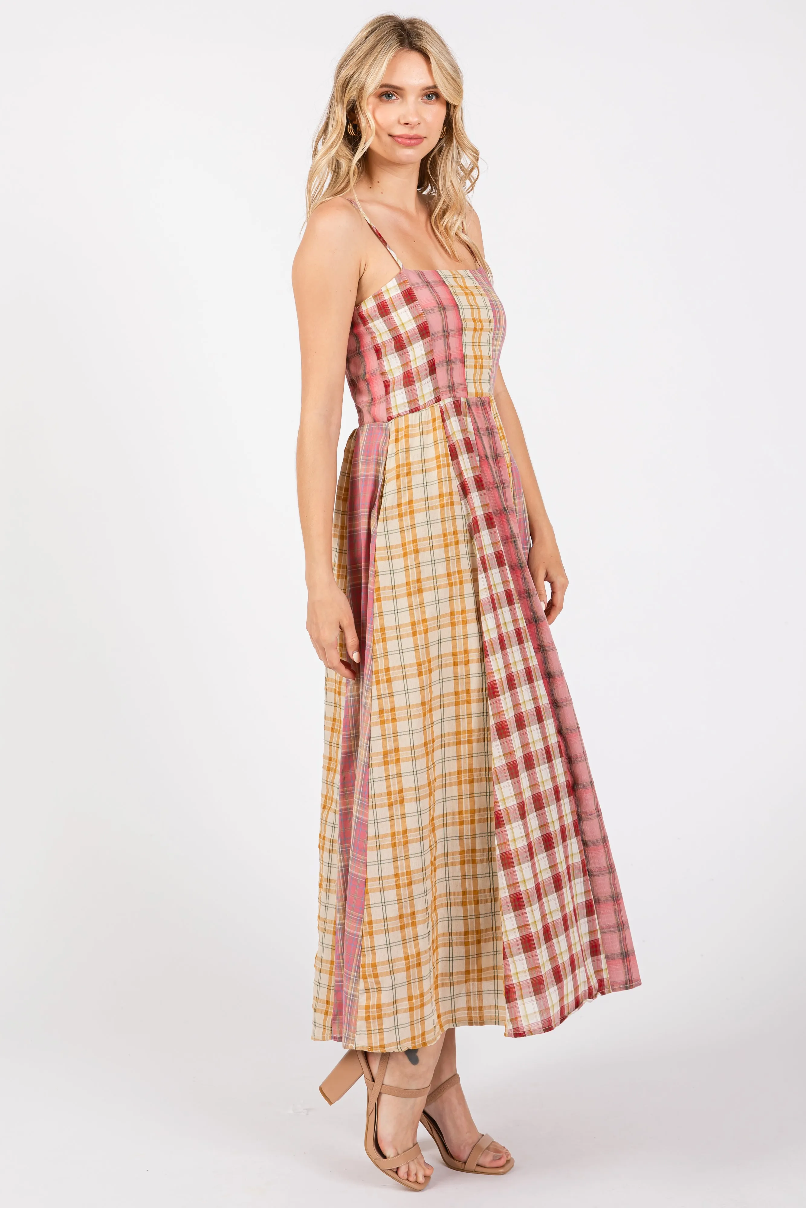 Pink Mixed Plaid Maxi Dress sold by Pinkblush product image thumbnail 2
