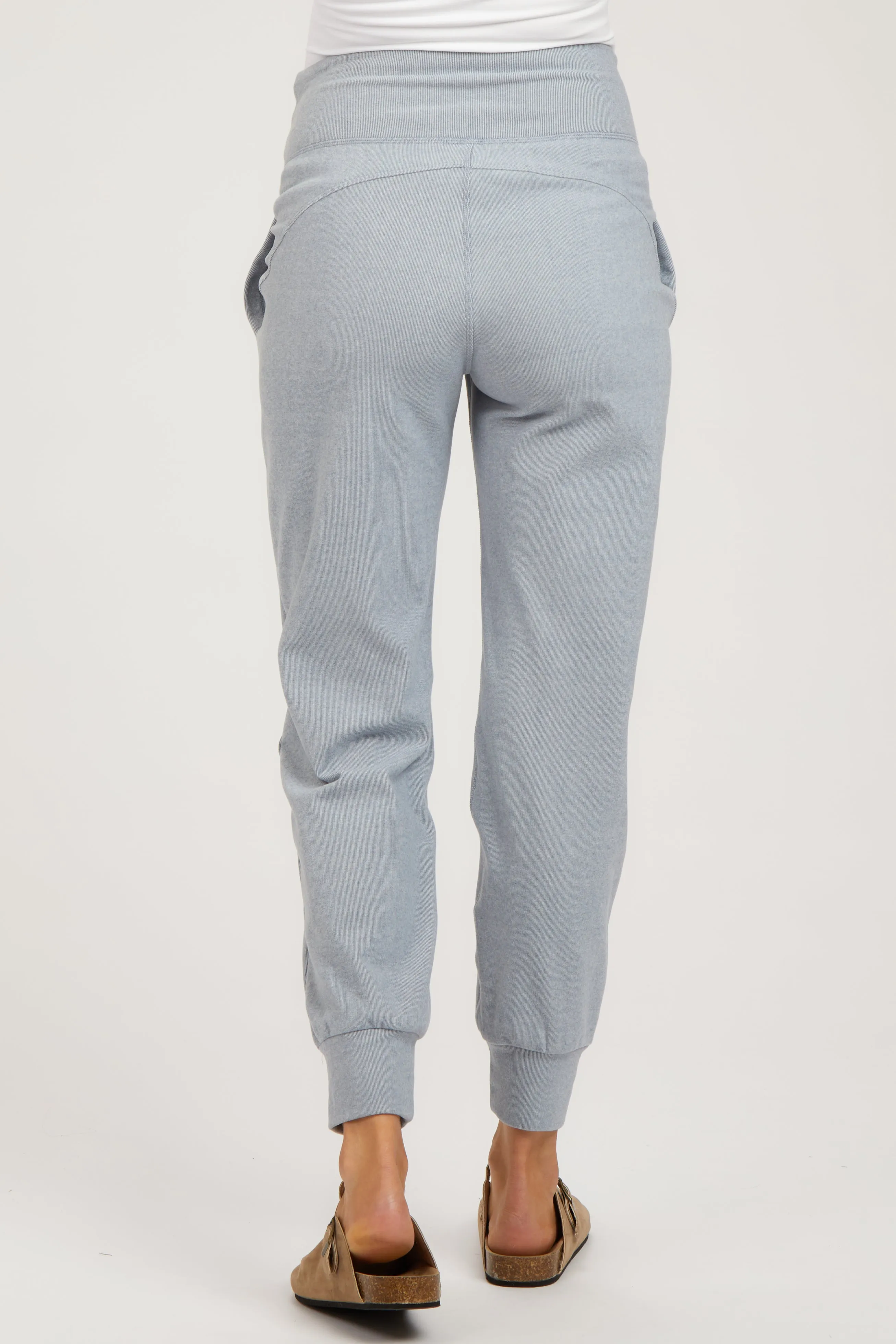 Light Blue Soft Knit Maternity Joggers sold by Pinkblush product image thumbnail 4