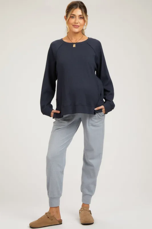 Light Blue Soft Knit Maternity Joggers sold by Pinkblush