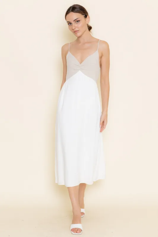 White Taupe Strappy Midi Sundress sold by Pinkblush