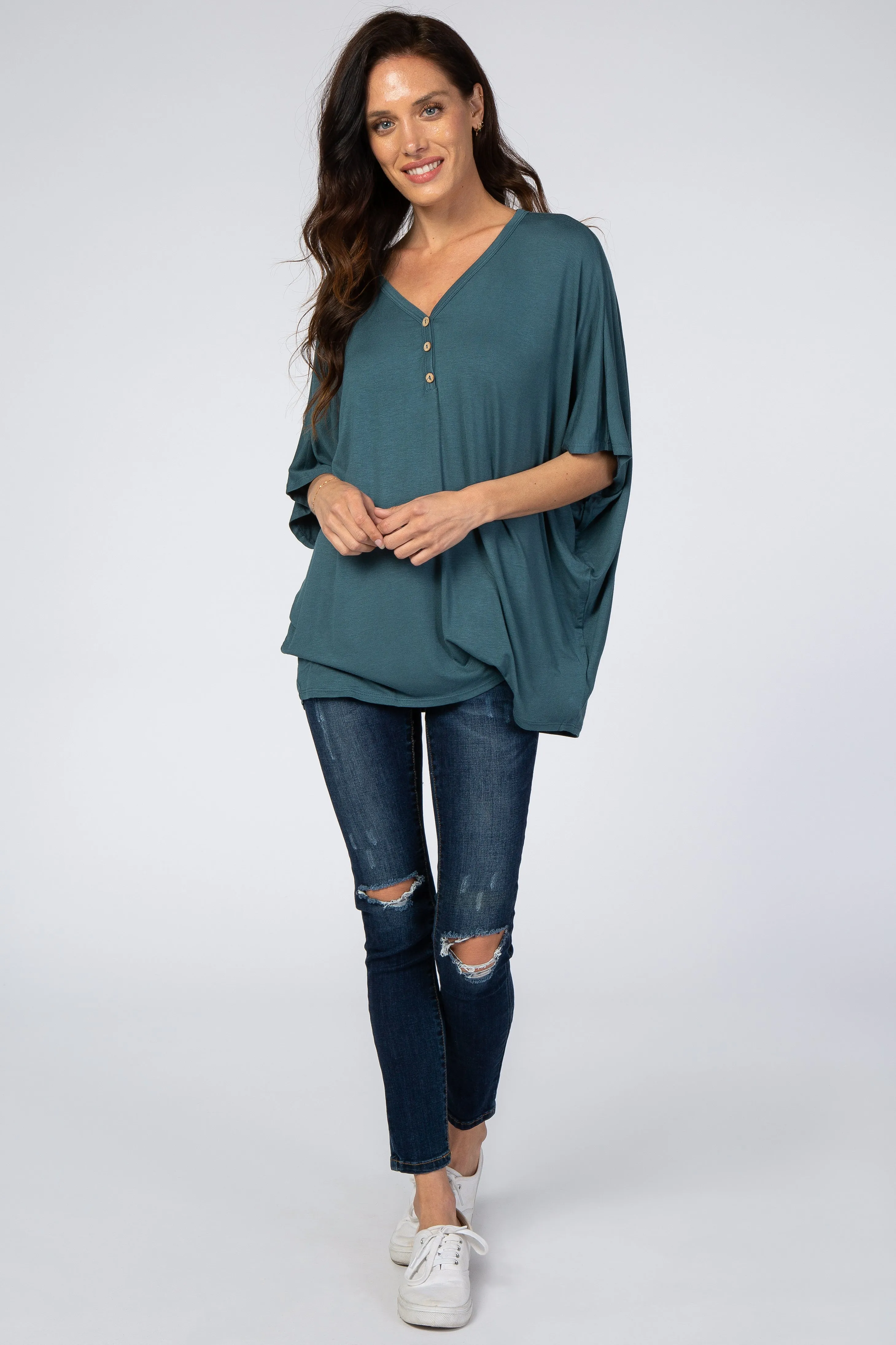Teal Button Front Tunic sold by Pinkblush product image thumbnail 4