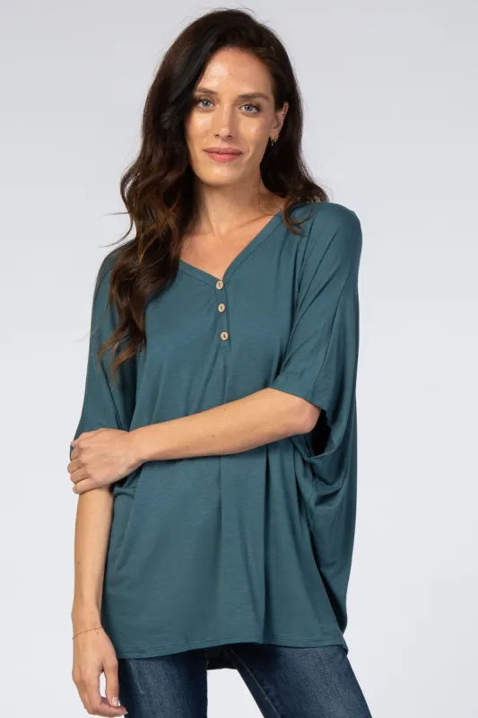 Teal Button Front Tunic sold by Pinkblush
