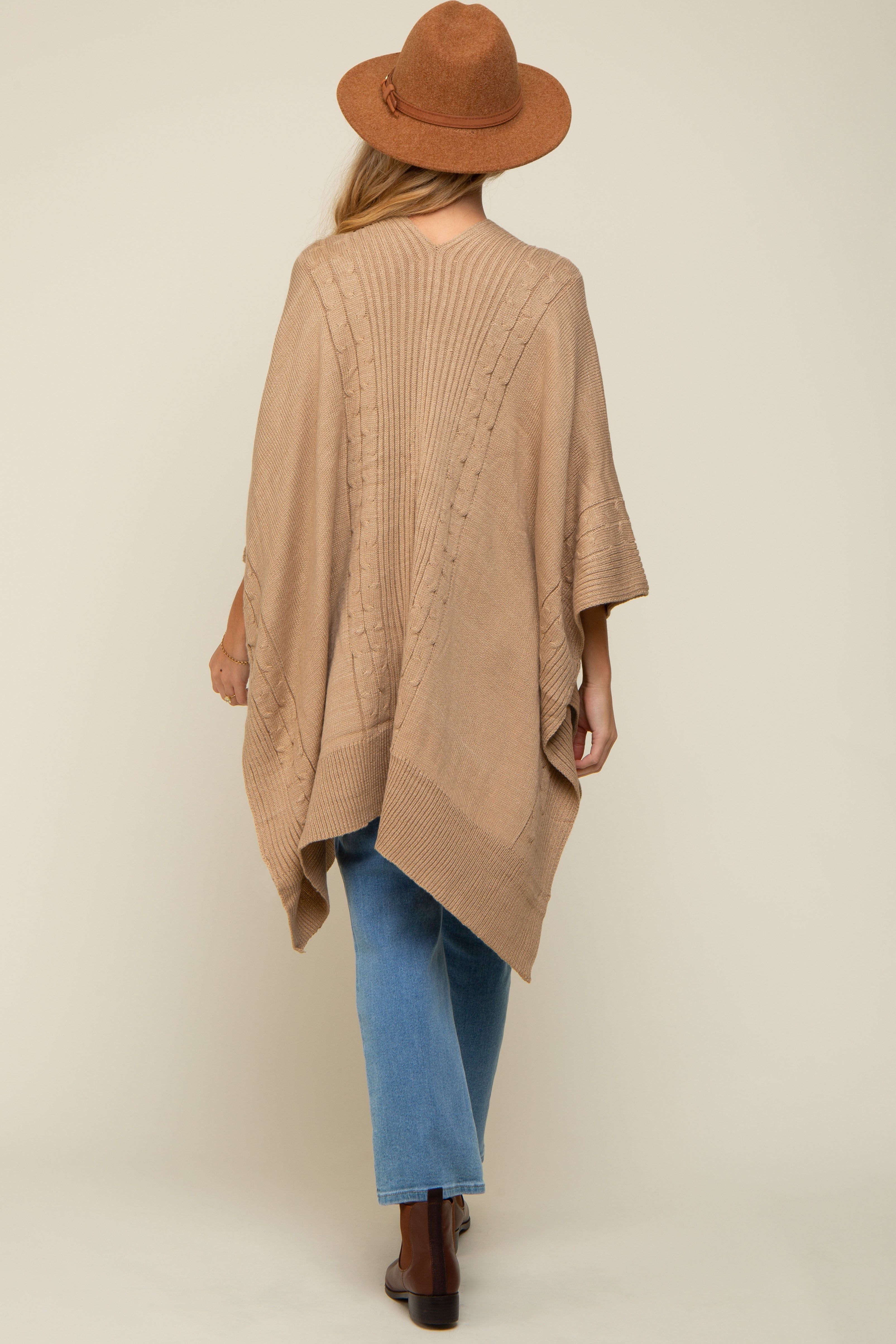 Beige Draped Cable Knit Dolman Sleeve Maternity Cardigan sold by Pinkblush product image thumbnail 3