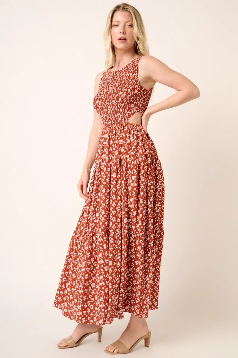 Rust Abstract Animal Print Cut Out Detail Maxi Dress sold by Pinkblush product image thumbnail 2