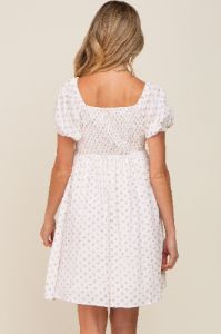 Mauve Floral Dotted Button Front Maternity Dress sold by Pinkblush