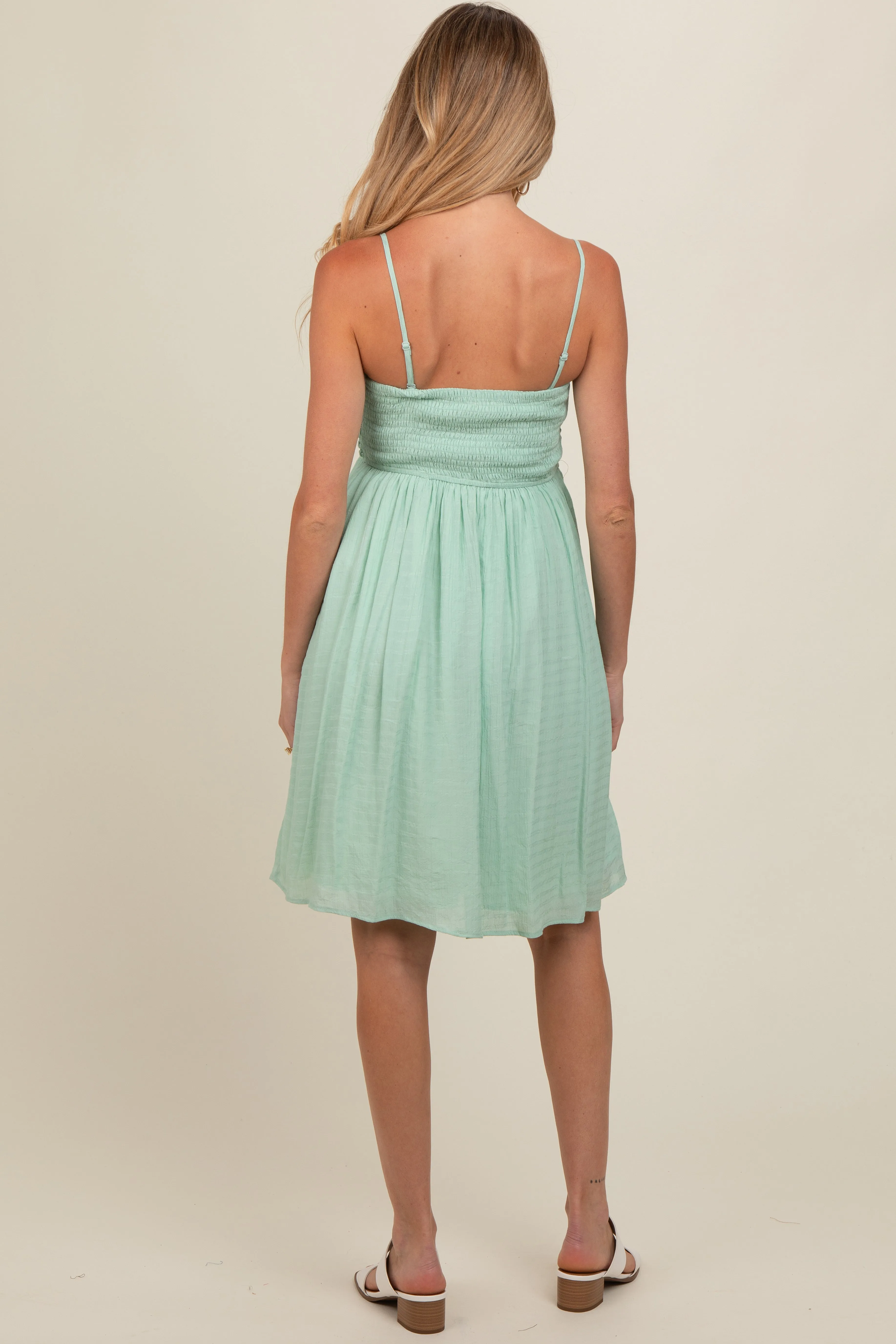 Light Olive Textured Smocked Maternity Dress sold by Pinkblush product image thumbnail 4