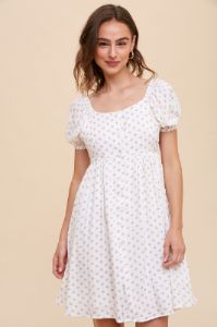 Mauve Floral Dotted Button Front Maternity Dress sold by Pinkblush