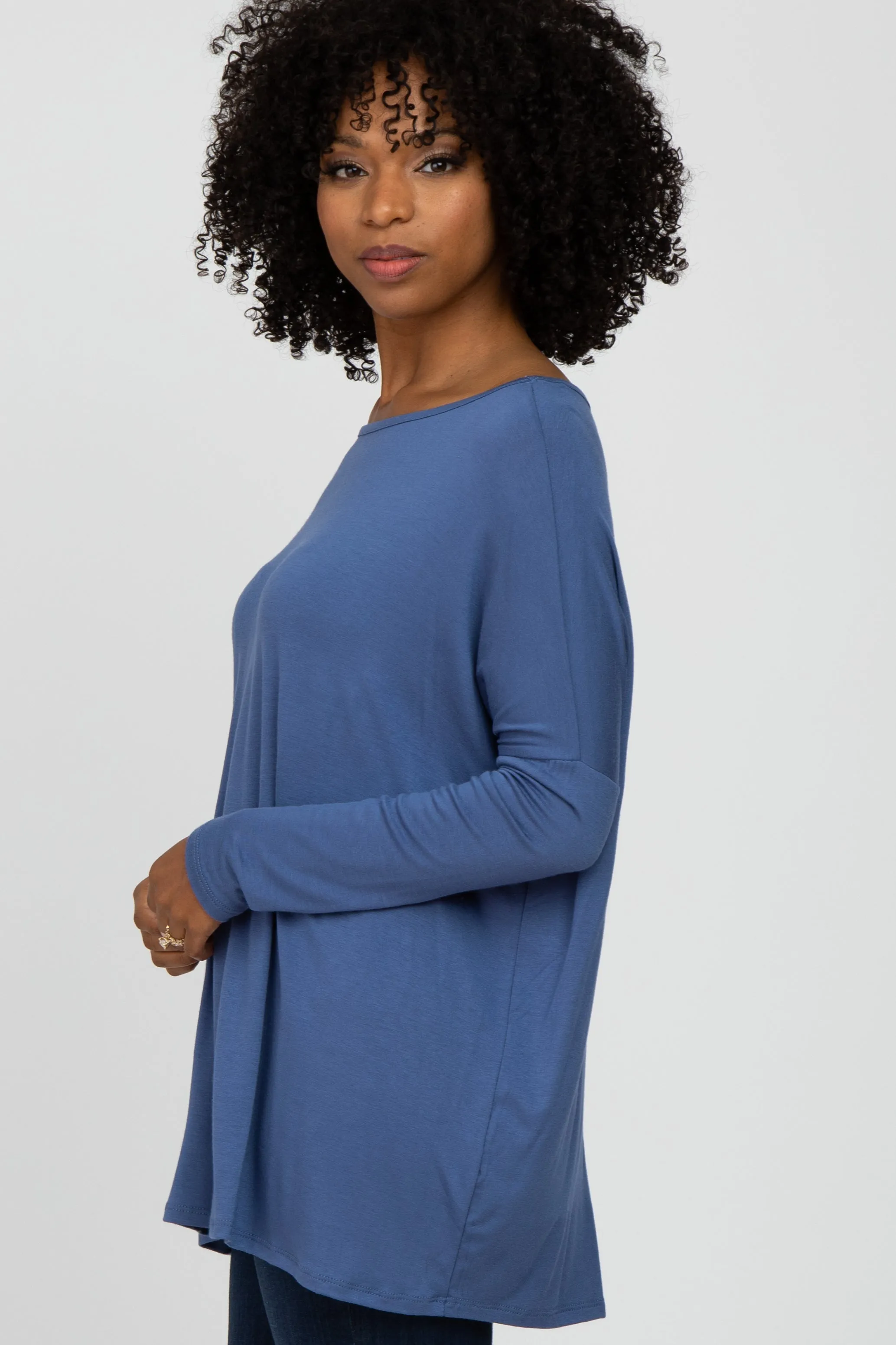 Blue Wide Neck Long Sleeve Top sold by Pinkblush product image thumbnail 2