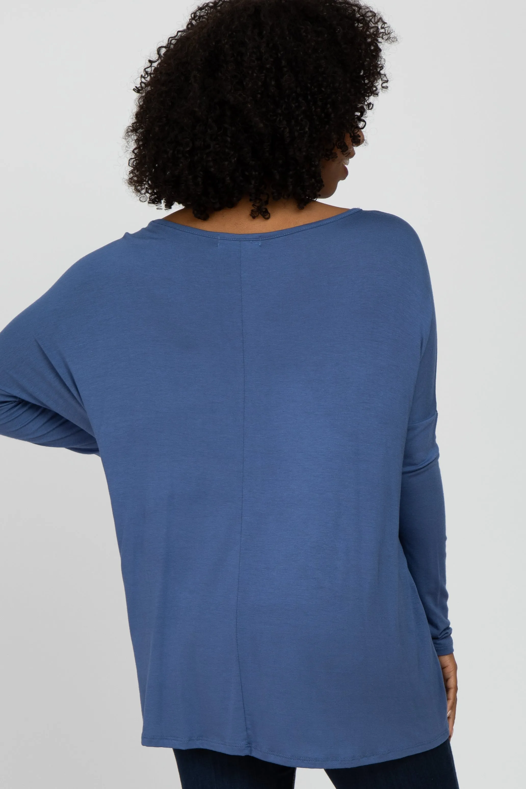 Blue Wide Neck Long Sleeve Top sold by Pinkblush product image thumbnail 3