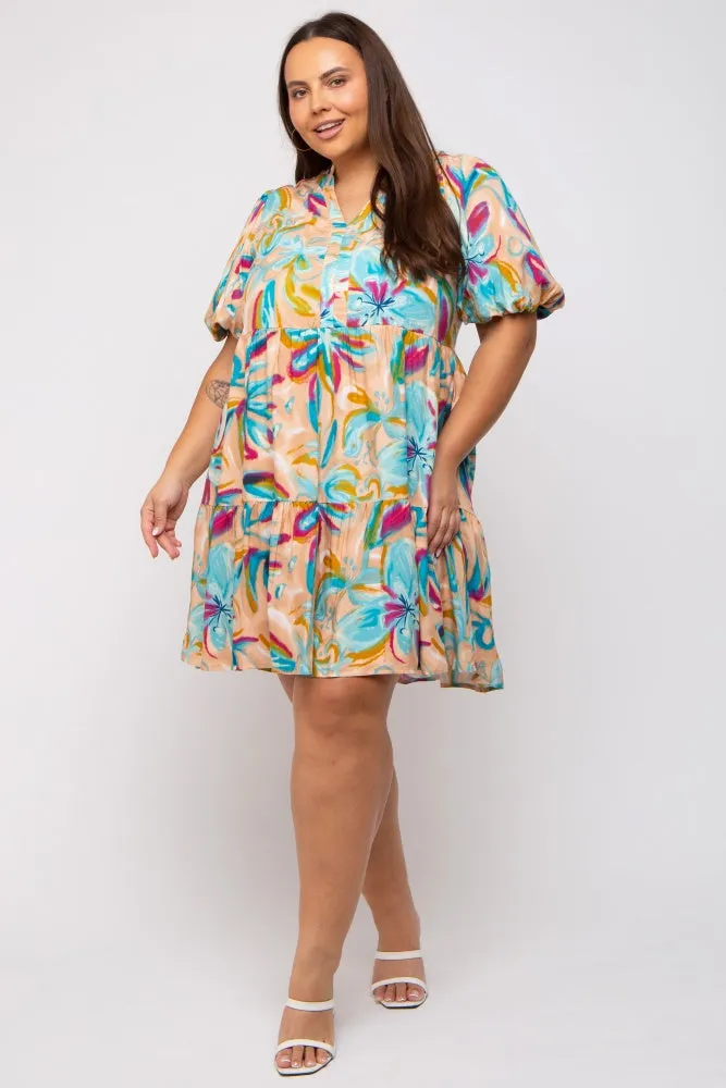 Multicolor Abstract Floral Plus Dress sold by Pinkblush product image thumbnail 5