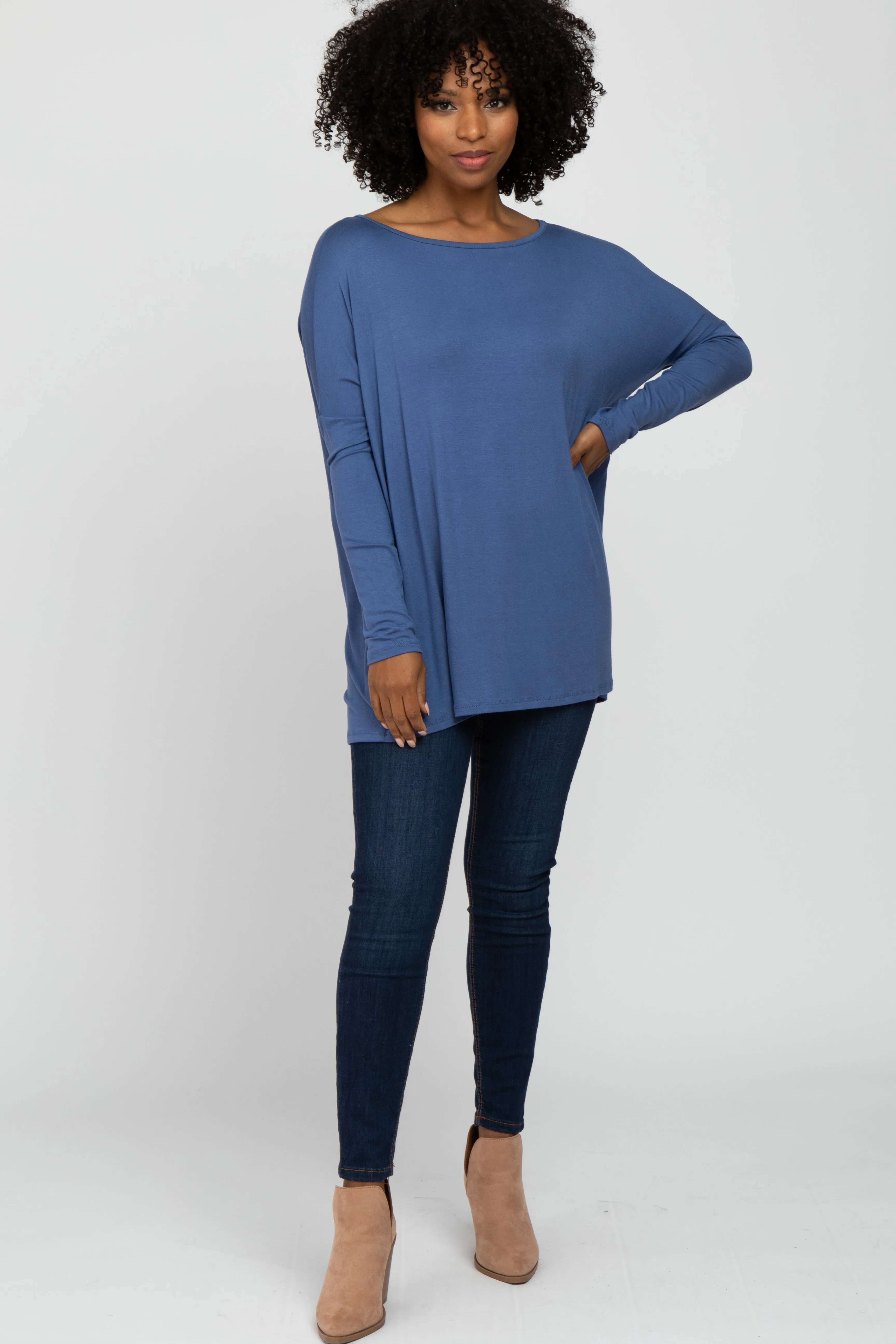 Blue Wide Neck Long Sleeve Top sold by Pinkblush product image thumbnail 4