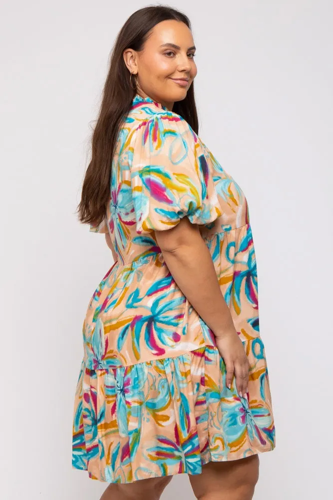 Multicolor Abstract Floral Plus Dress sold by Pinkblush product image thumbnail 3