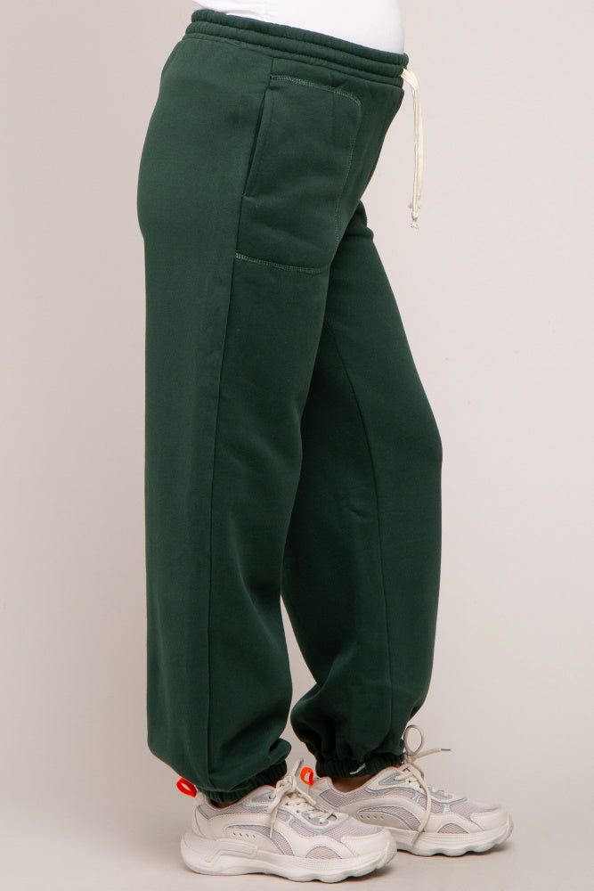 Forest Green Drawstring Maternity Relaxed Fit Sweatpants sold by Pinkblush product image thumbnail 3