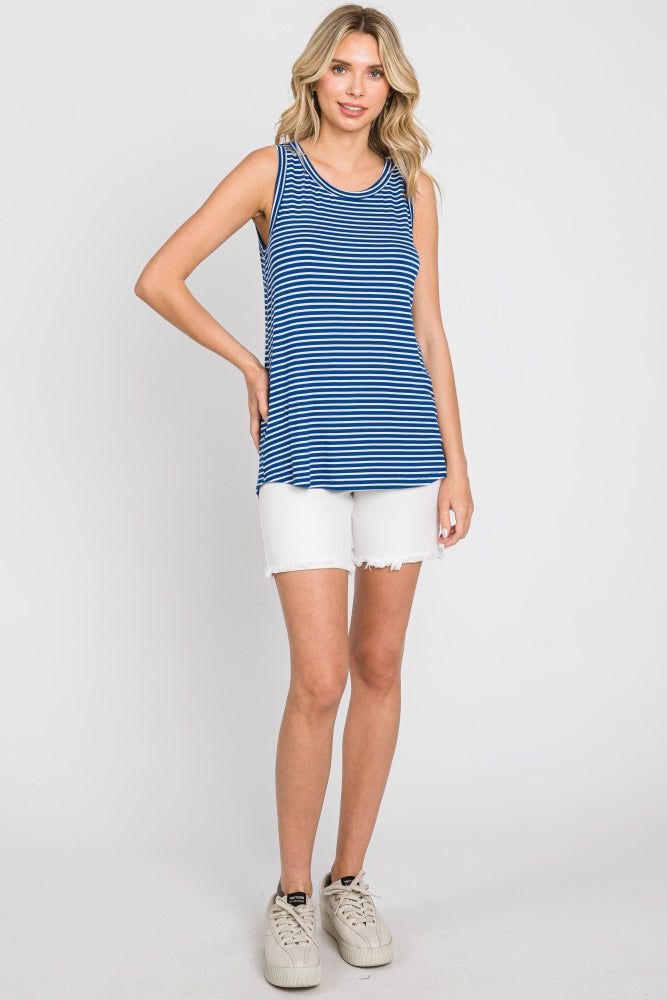 Royal Blue Striped Sleeveless Top sold by Pinkblush product image thumbnail 2