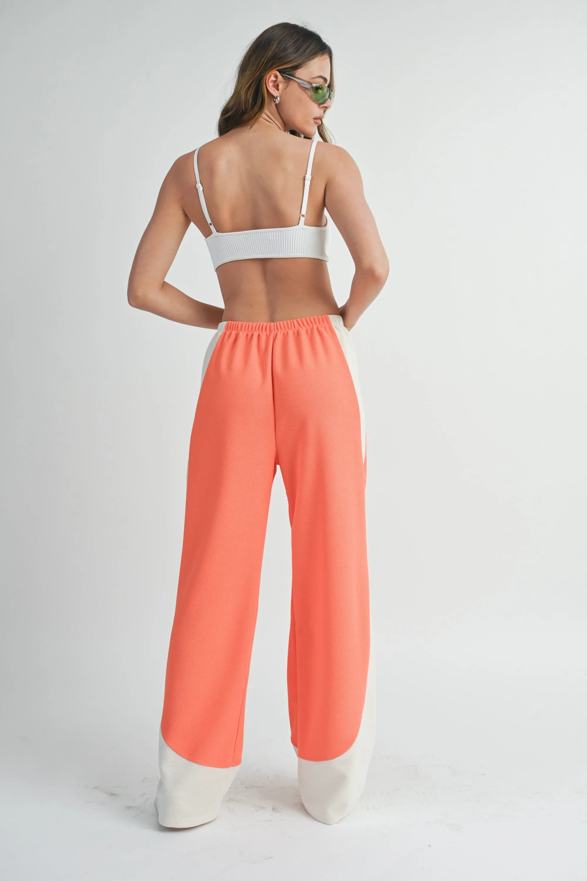 Coral Cream Colorblock Sweatpants sold by Pinkblush product image thumbnail 3