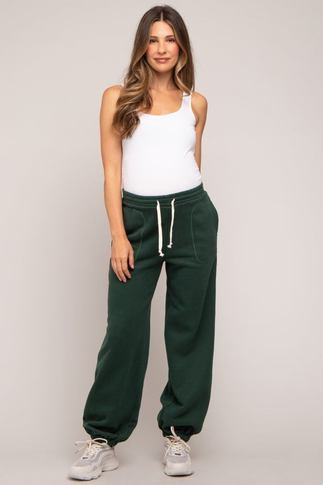 Forest Green Drawstring Maternity Relaxed Fit Sweatpants sold by Pinkblush product image thumbnail 5