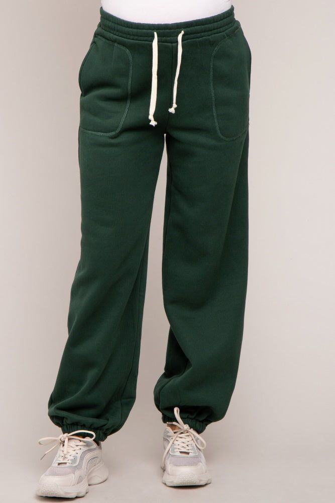 Forest Green Drawstring Maternity Relaxed Fit Sweatpants sold by Pinkblush product image thumbnail 2