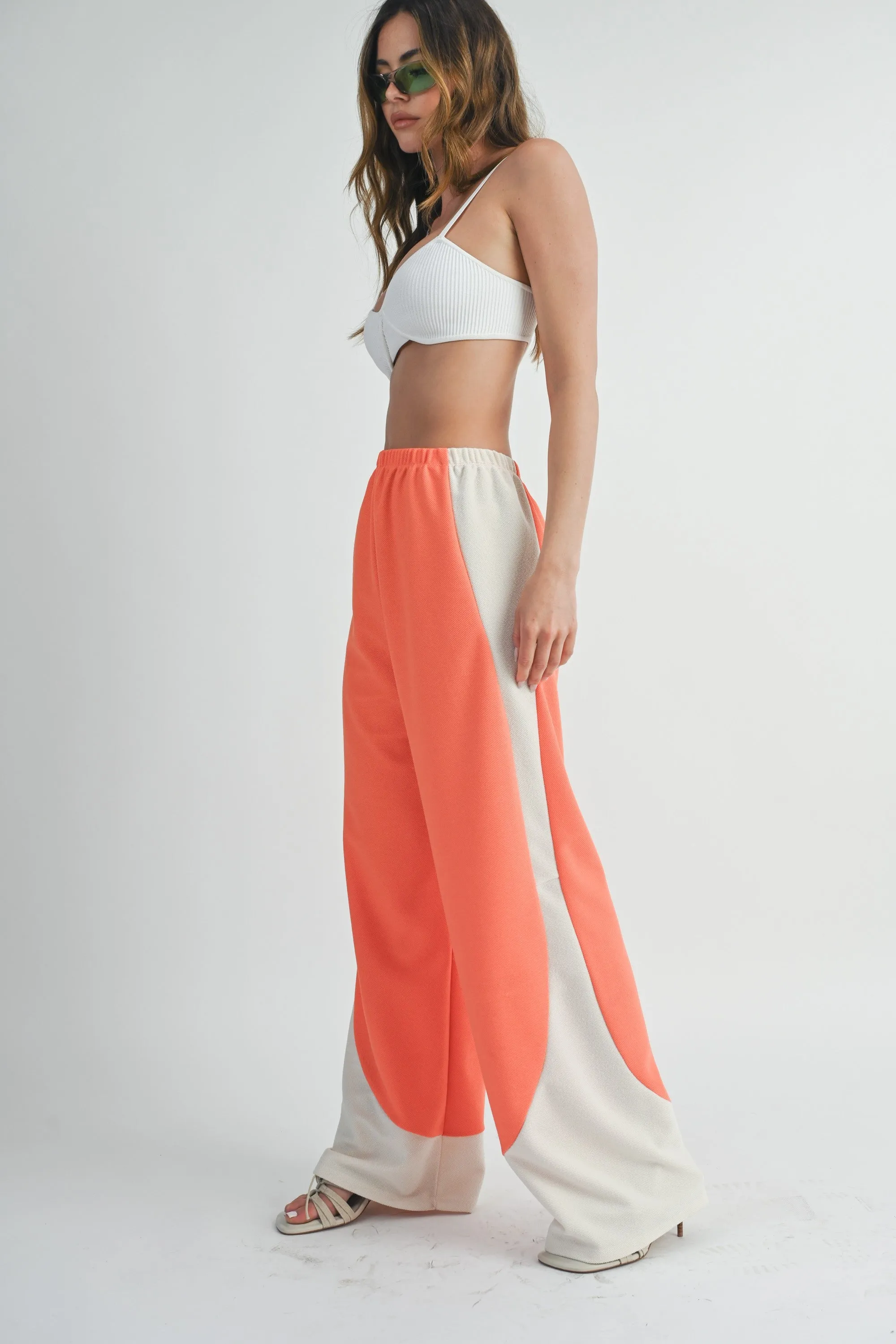 Coral Cream Colorblock Sweatpants sold by Pinkblush product image thumbnail 2