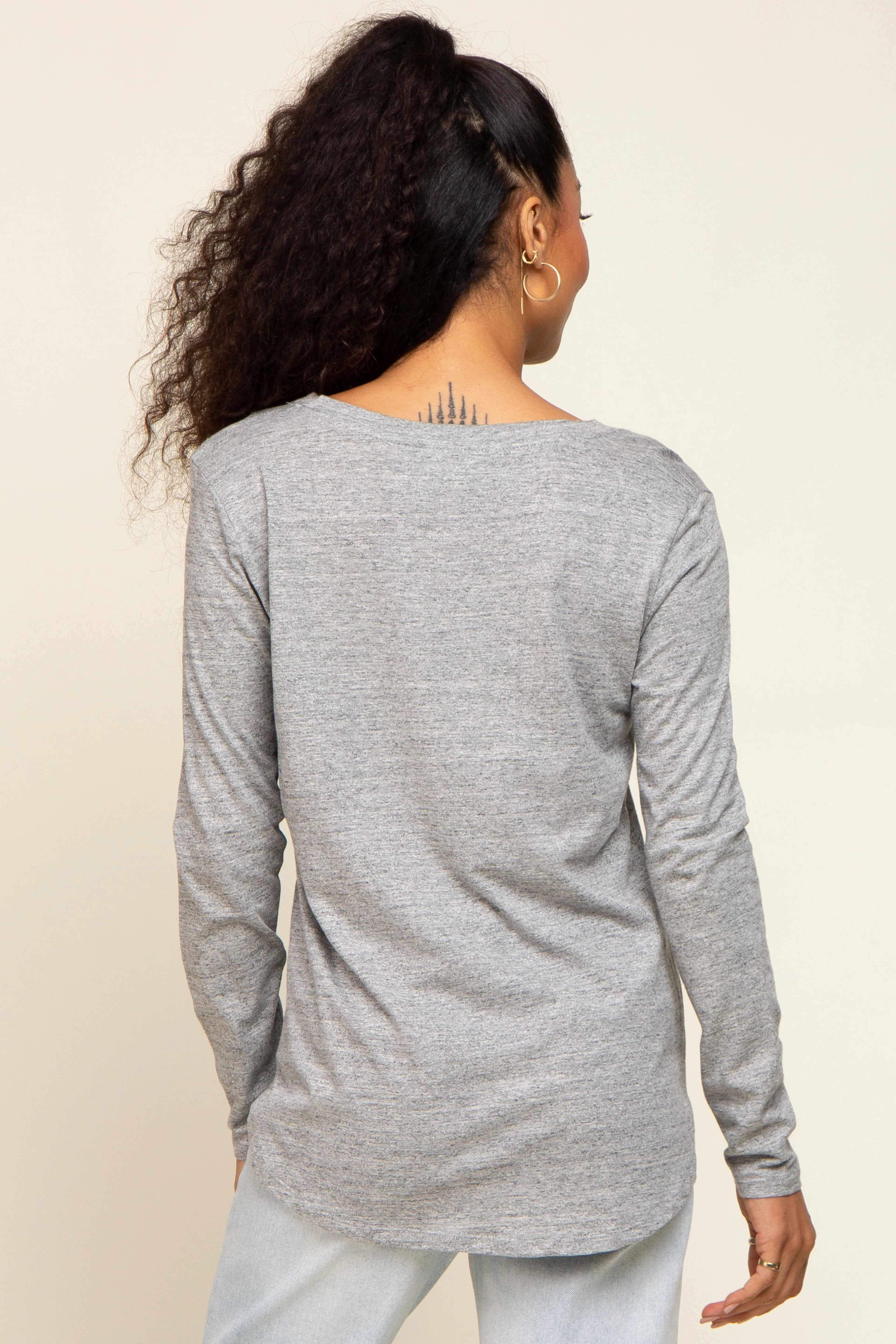 Heather Grey Long Sleeve Top sold by Pinkblush product image thumbnail 3