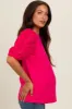 Fuchsia Floral Mesh Sleeve Maternity Blouse sold by Pinkblush