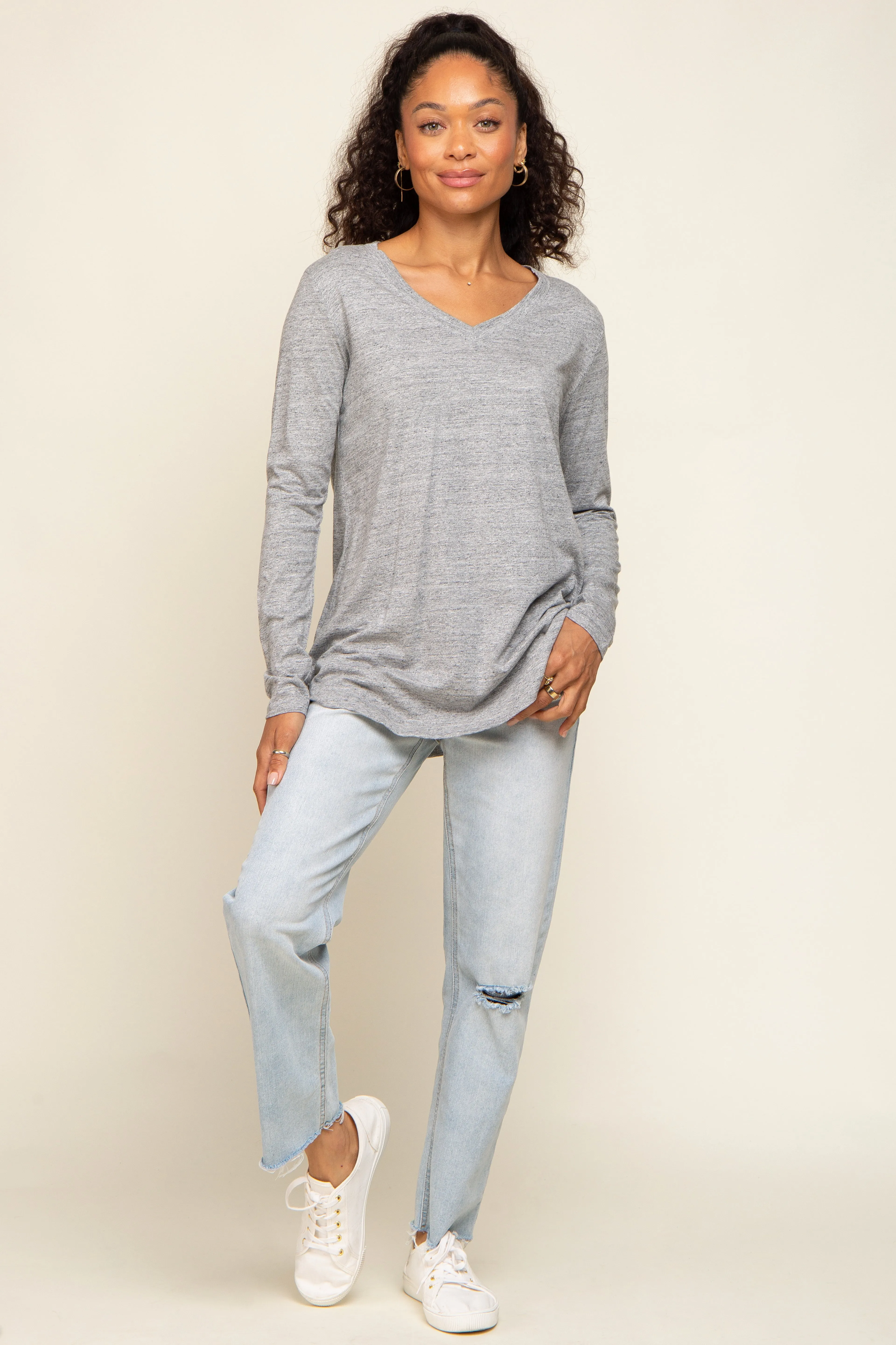 Heather Grey Long Sleeve Top sold by Pinkblush product image thumbnail 4