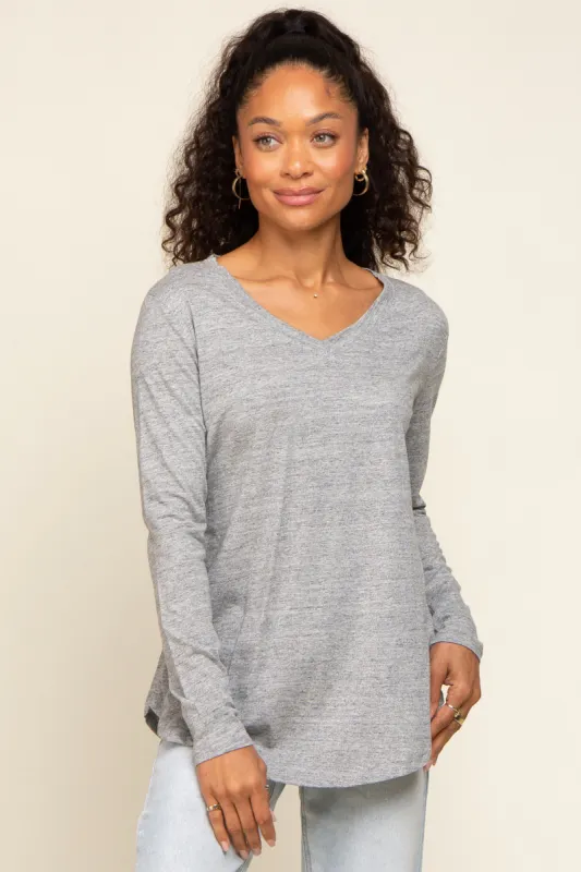 Heather Grey Long Sleeve Top sold by Pinkblush