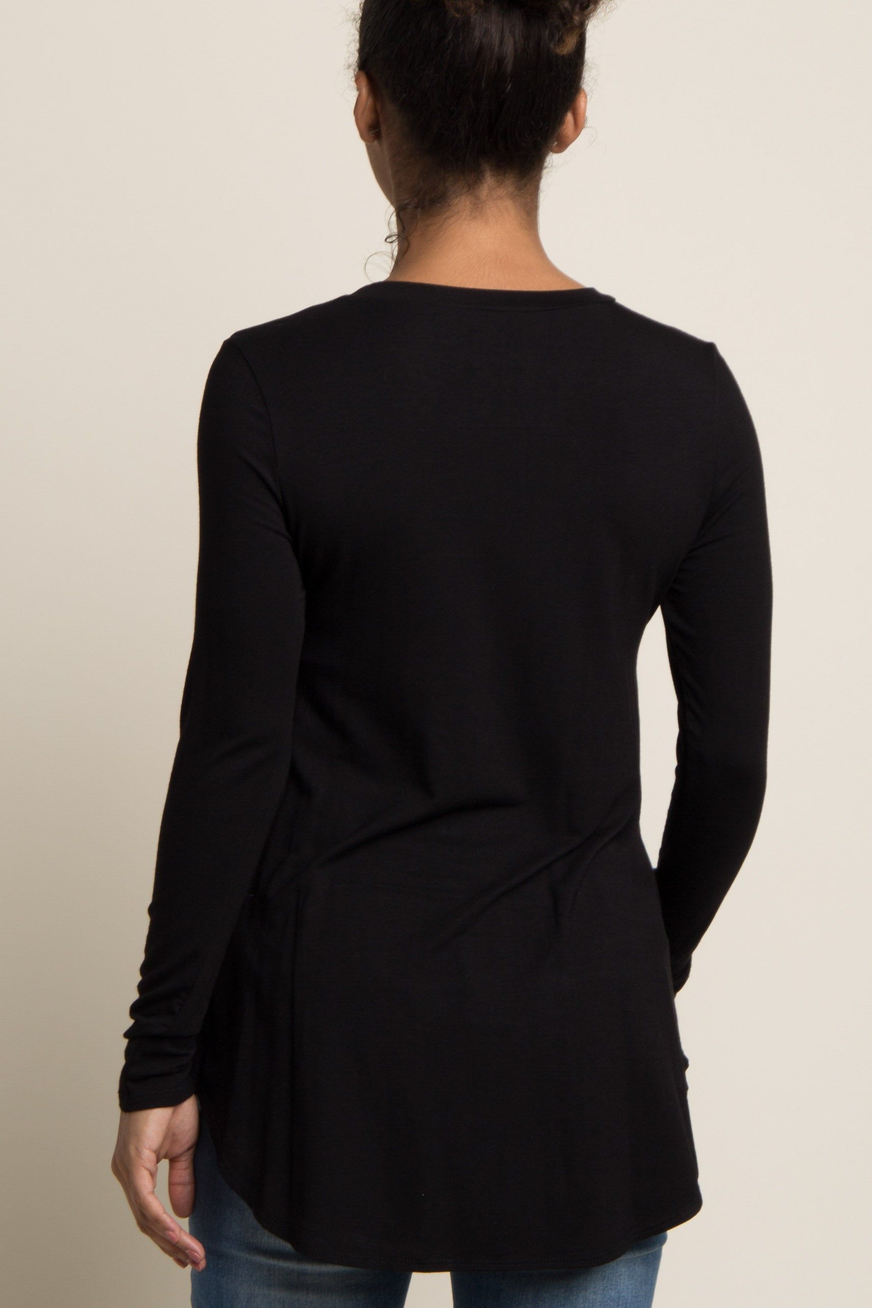 Black Basic Long Sleeve Maternity Top sold by Pinkblush product image thumbnail 3
