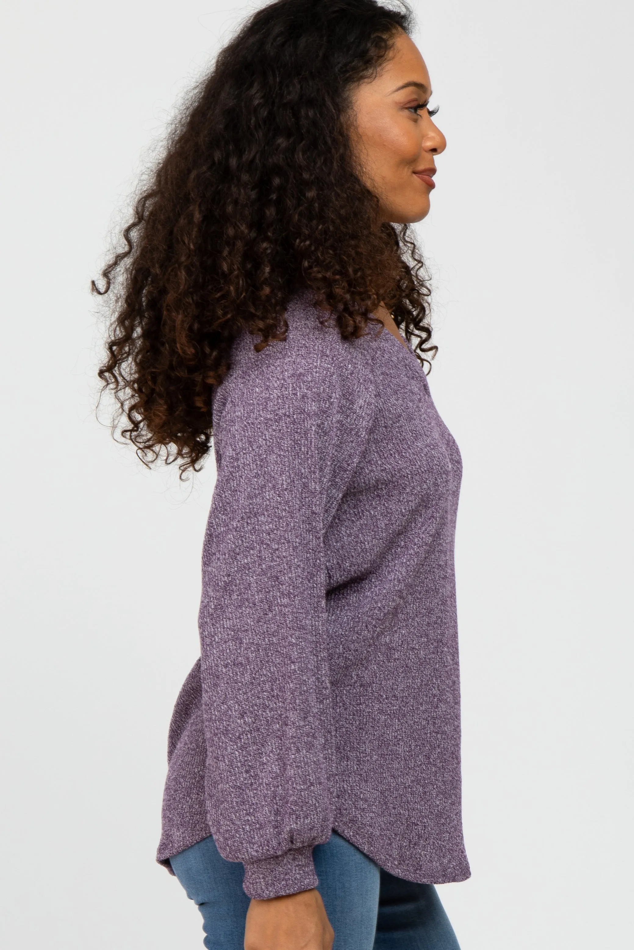 Purple Marled V-Neck Long Sleeve Top sold by Pinkblush product image thumbnail 3
