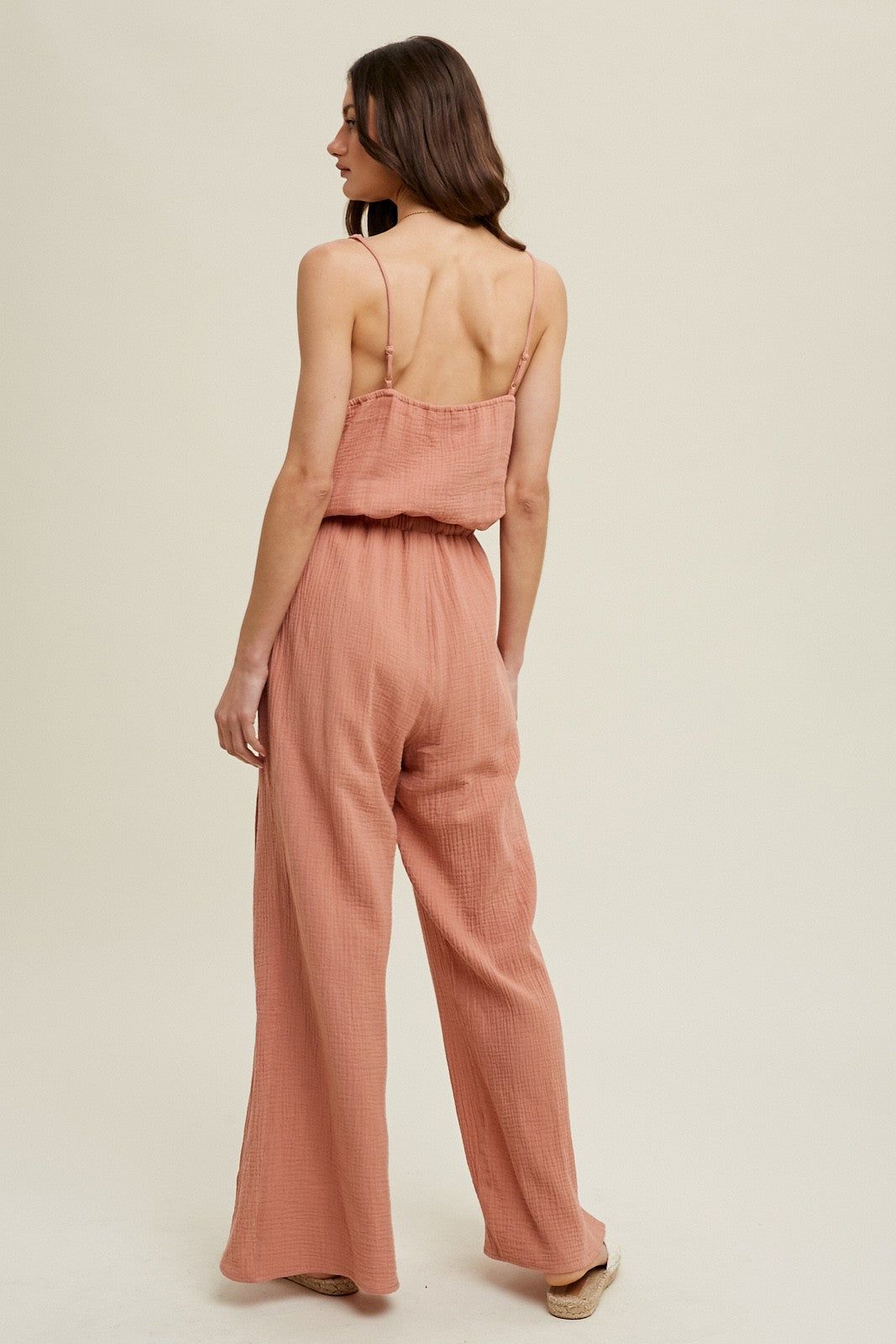 Ginger Slit Gauze Jumpsuit With Drawstring sold by Pinkblush product image thumbnail 3