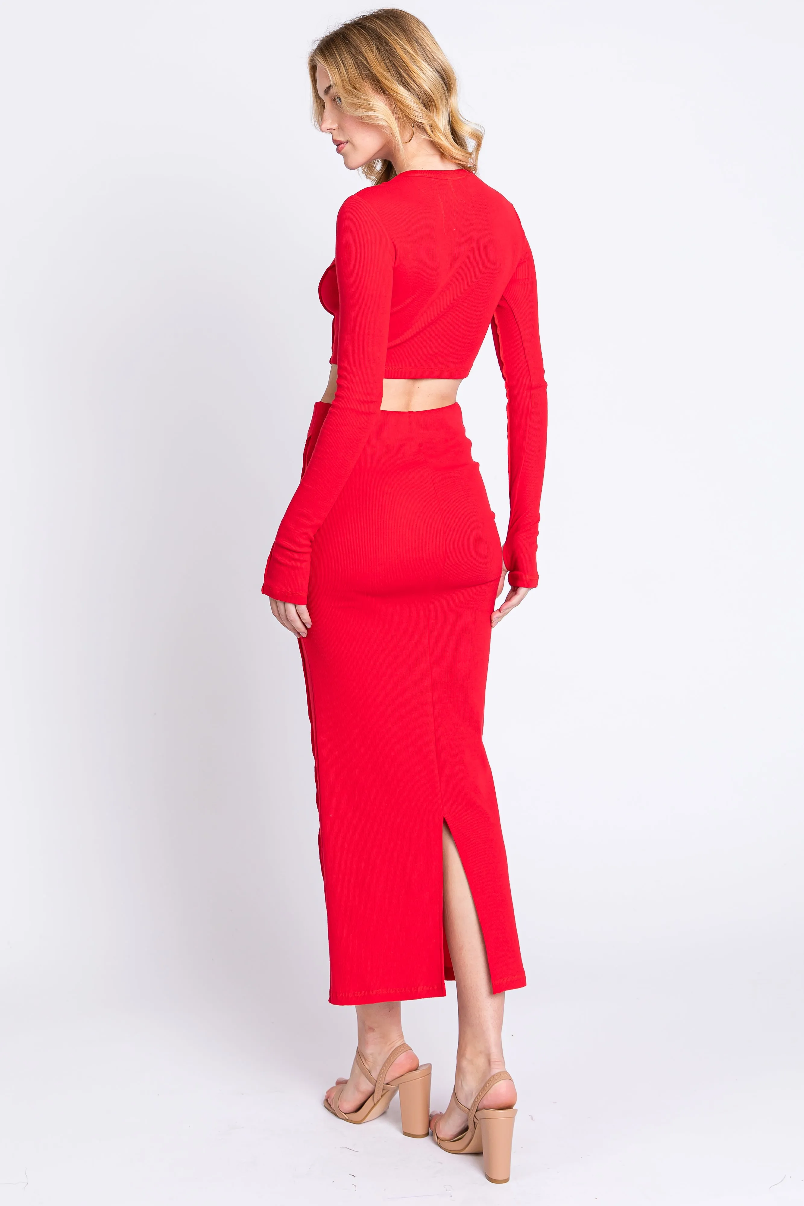 Red Exposed Seams Top and Skirt Set sold by Pinkblush product image thumbnail 3