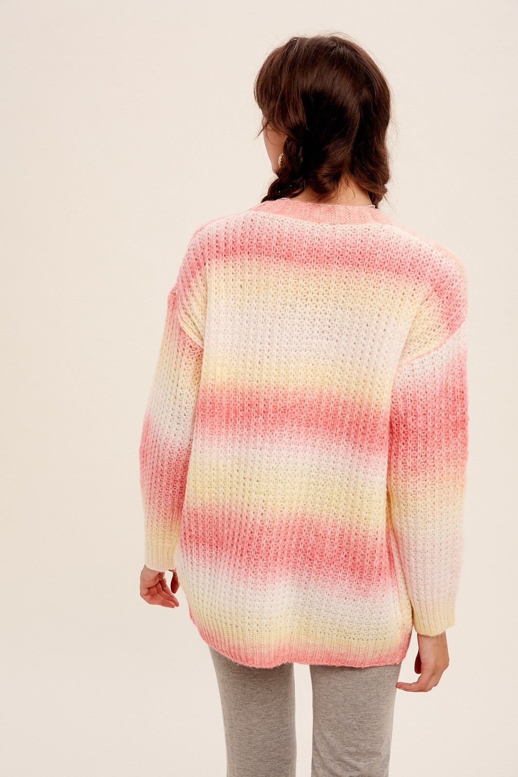 Pink Multi Gradation Button Down Knit Cardigan Sweater sold by Pinkblush product image thumbnail 3