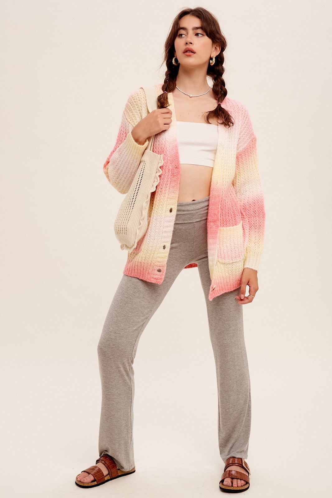 Pink Multi Gradation Button Down Knit Cardigan Sweater sold by Pinkblush product image thumbnail 4