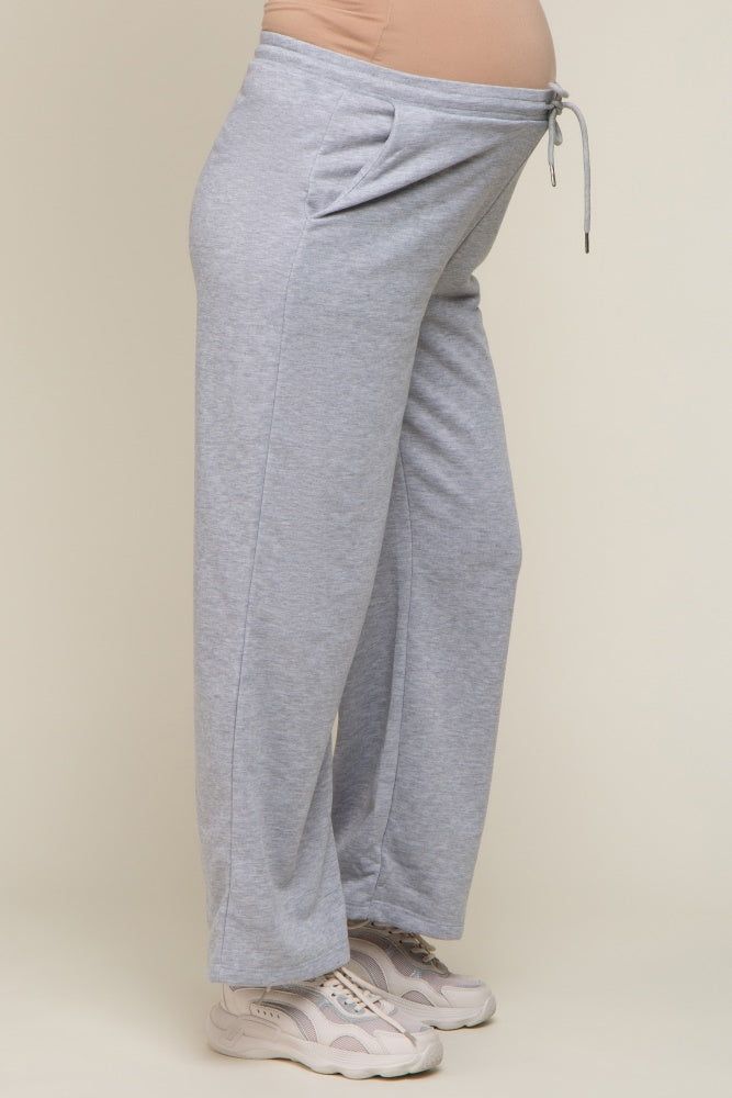 Heather Grey Wide Leg Maternity Lounge Pants sold by Pinkblush product image thumbnail 2