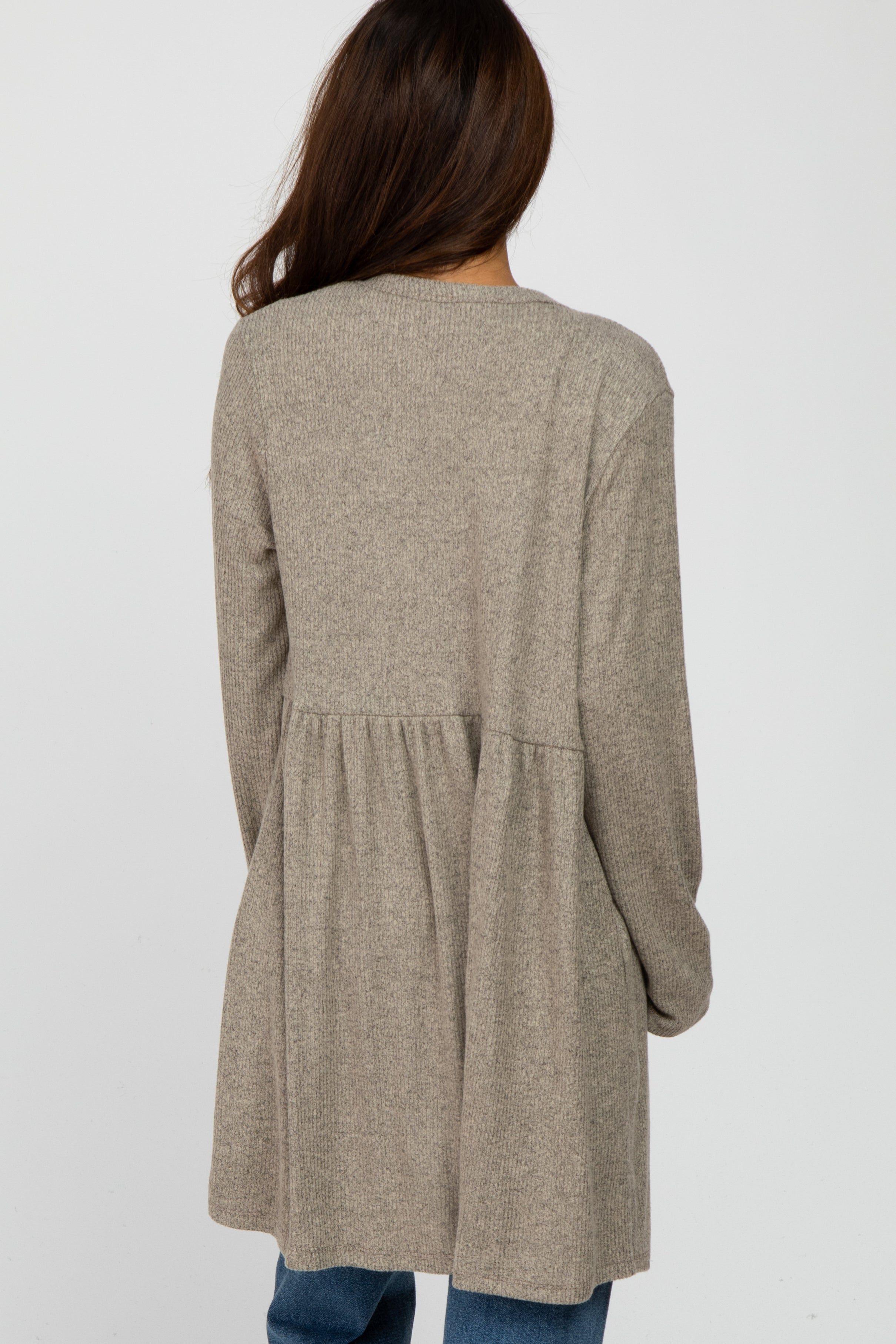 Mocha Gathered Open Front Cardigan sold by Pinkblush product image thumbnail 3