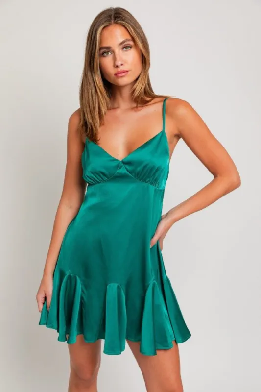 Emerald Flare Slip Dress sold by Pinkblush