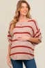 Rust Striped Ruffle Sleeve Knit Maternity Top sold by Pinkblush