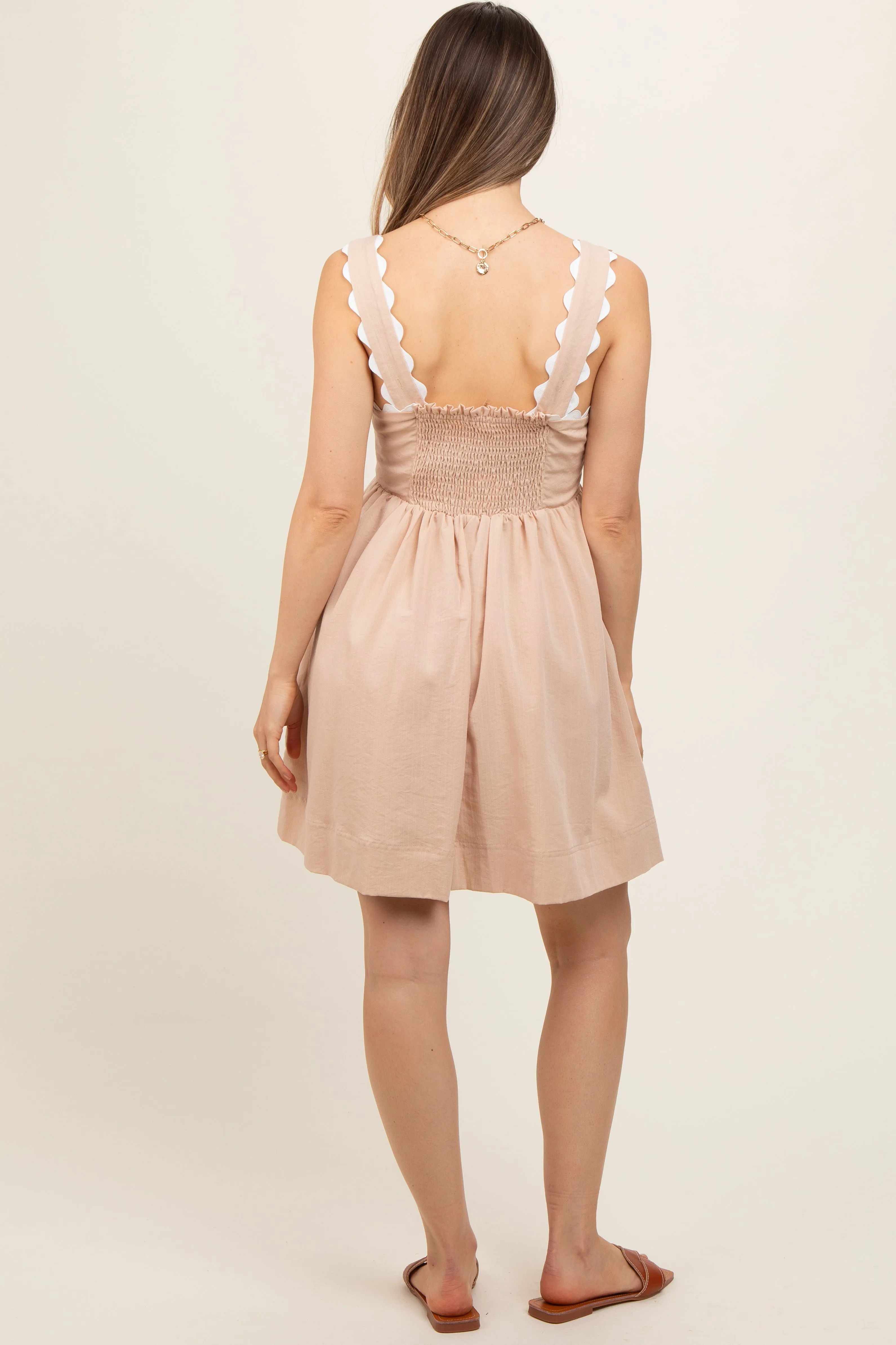 Beige Ric Rack Accent Sleeveless Maternity Dress sold by Pinkblush product image thumbnail 4