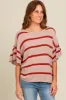Rust Striped Ruffle Sleeve Knit Maternity Top sold by Pinkblush