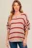 Rust Striped Ruffle Sleeve Knit Maternity Top sold by Pinkblush