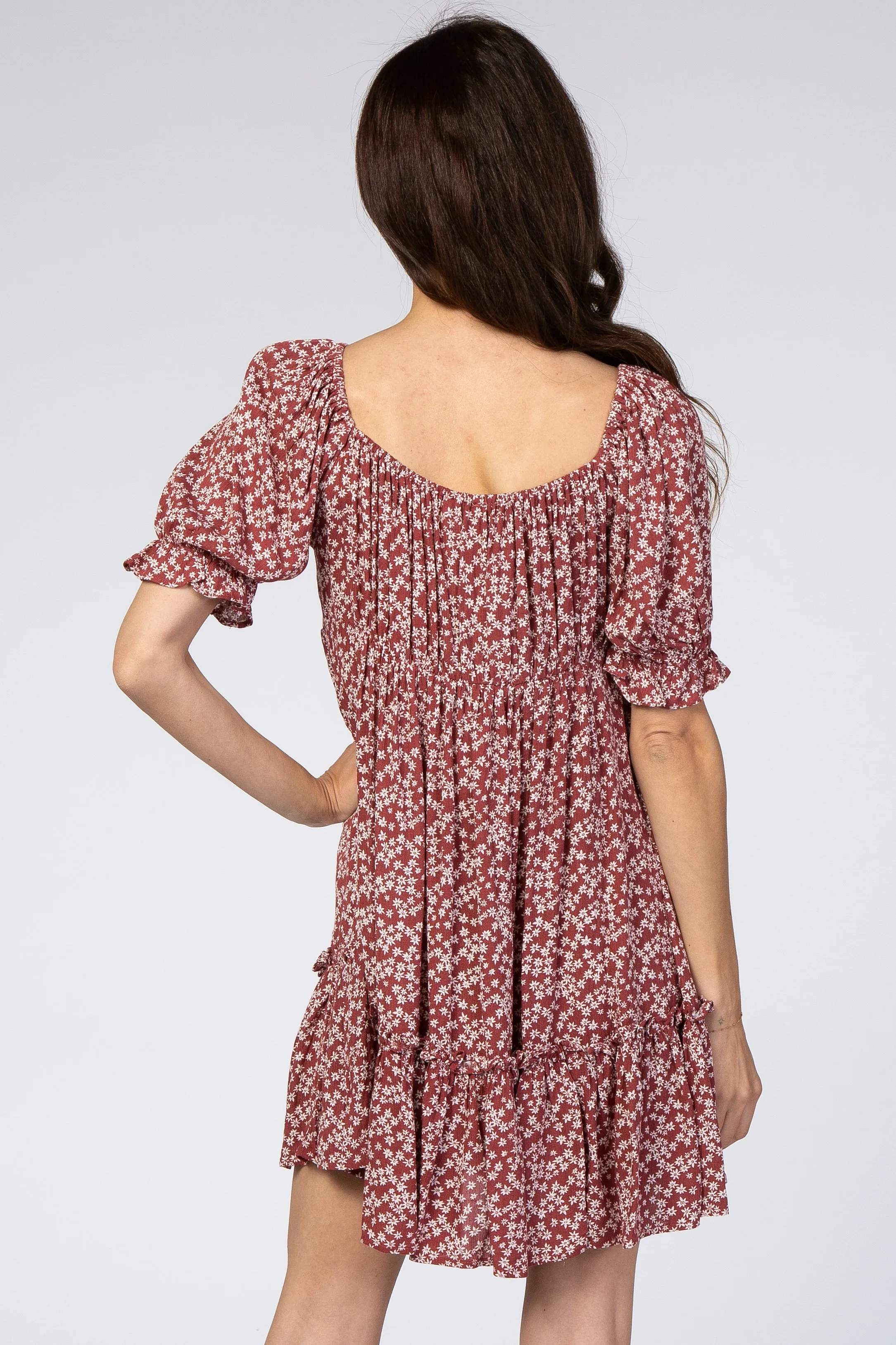 Rust Floral Mini Dress sold by Pinkblush product image thumbnail 3