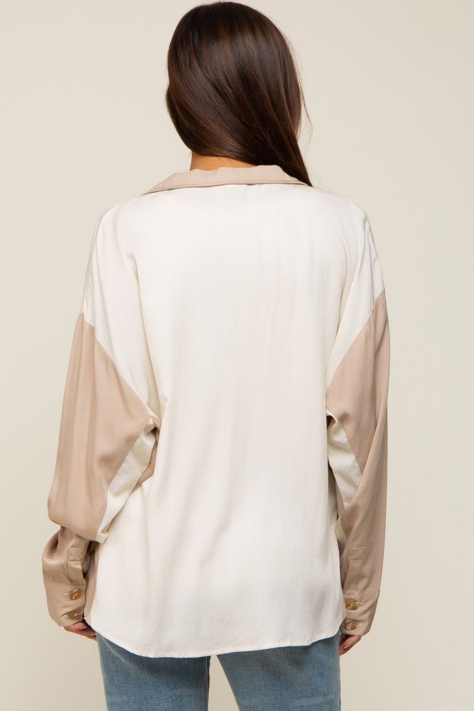 Cream Colorblock Oversized Maternity Blouse sold by Pinkblush product image thumbnail 3