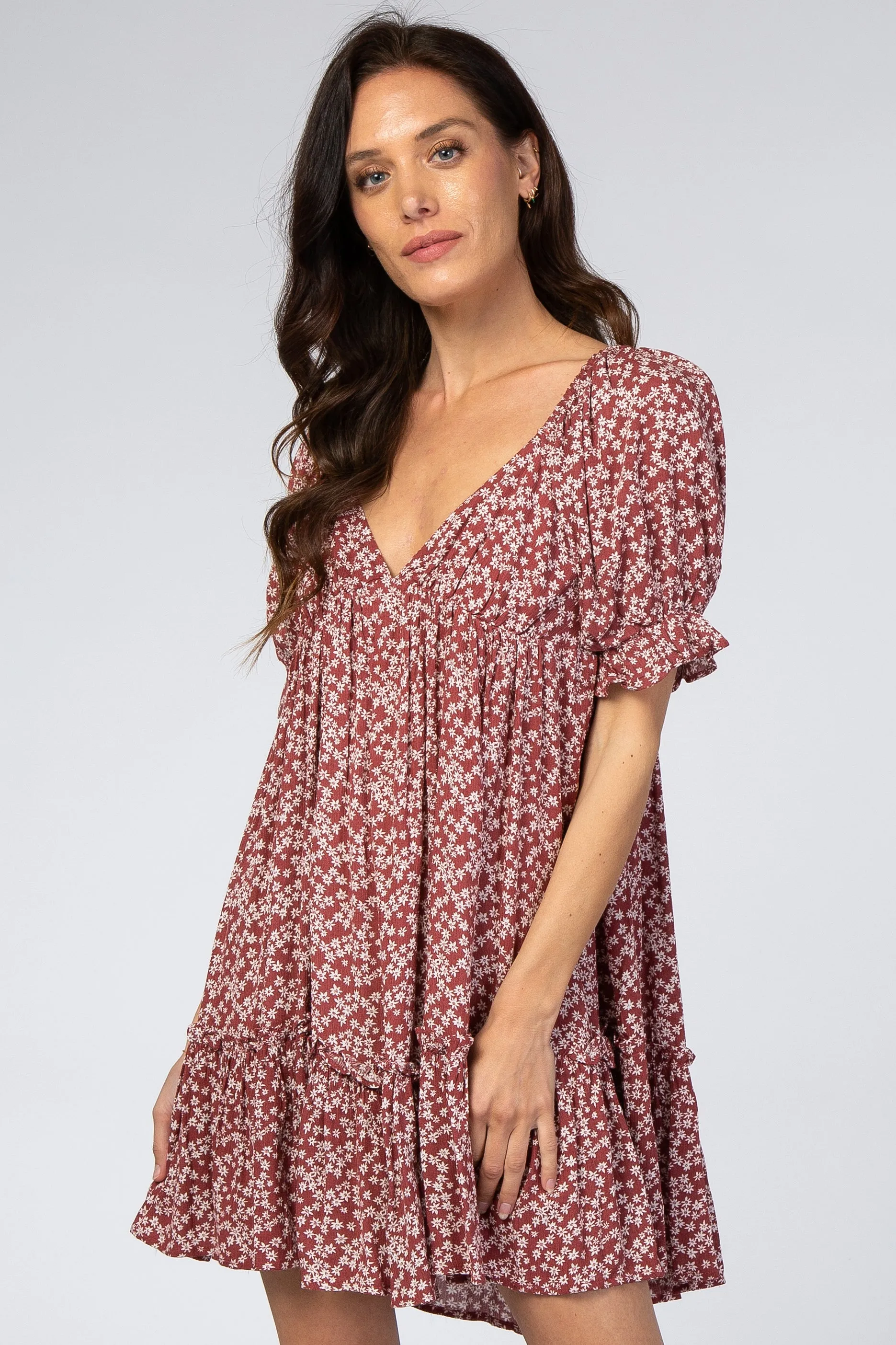 Rust Floral Mini Dress sold by Pinkblush product image thumbnail 4