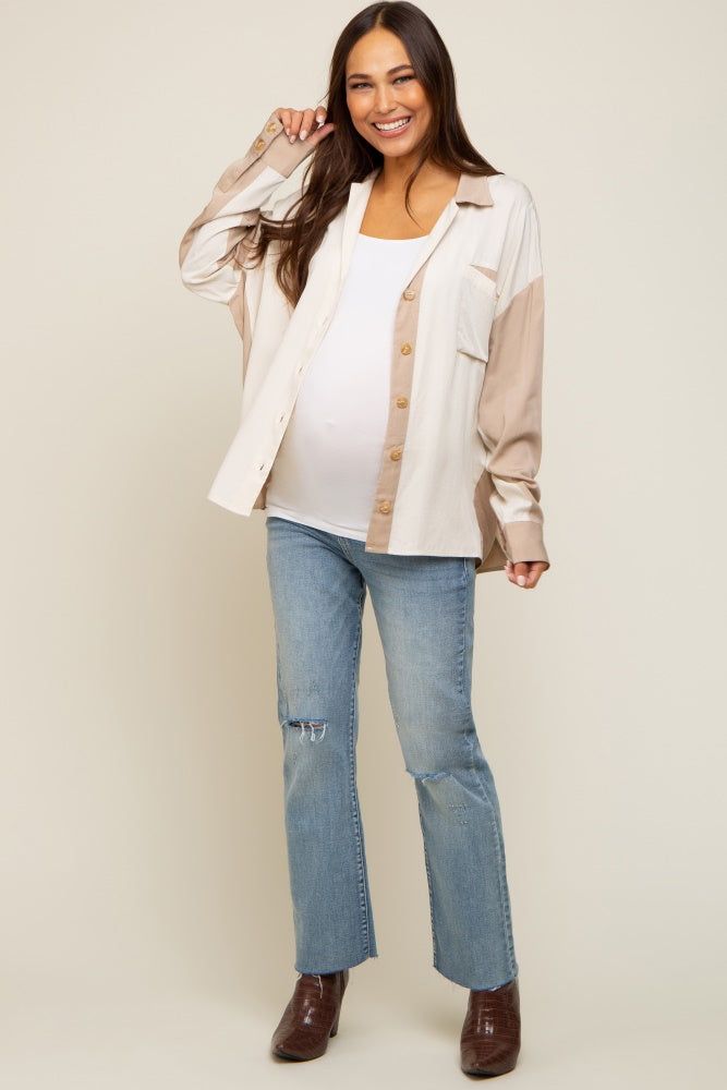 Cream Colorblock Oversized Maternity Blouse sold by Pinkblush product image thumbnail 4