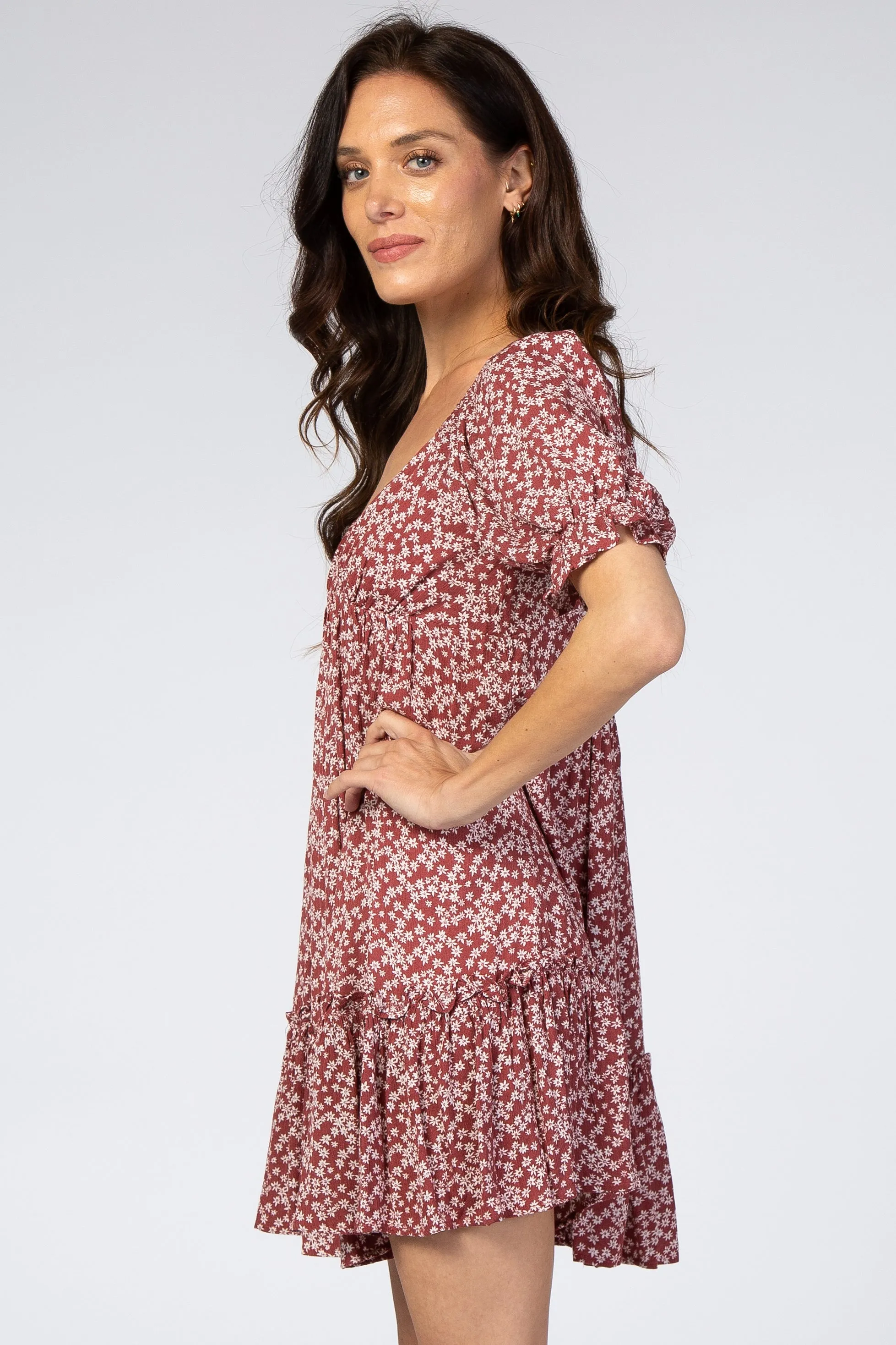 Rust Floral Mini Dress sold by Pinkblush product image thumbnail 2